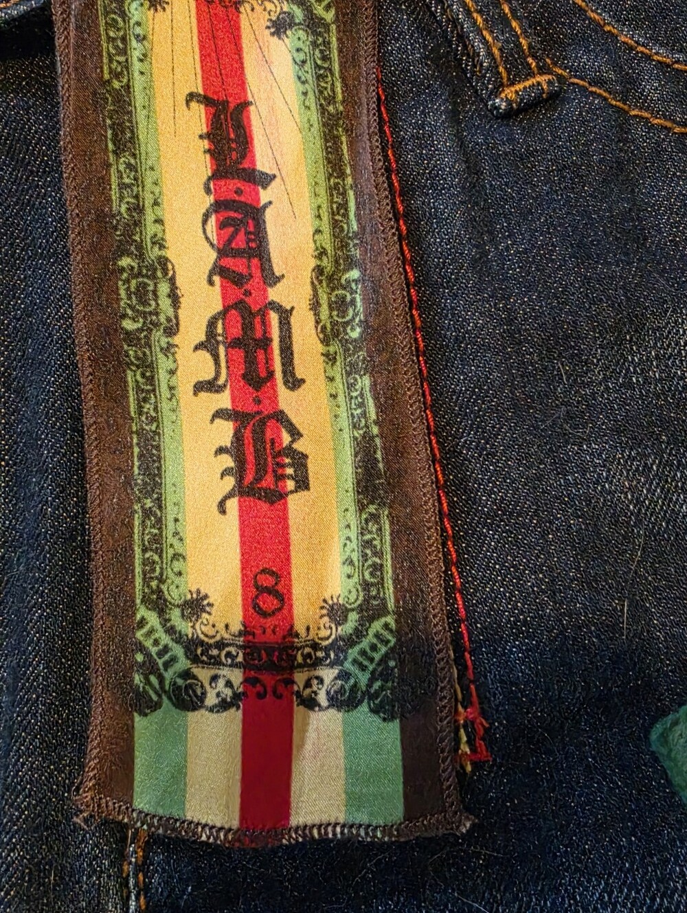 L.A.M.B. Gwen Stefani Patch Denim Mini Skirt EUC size 8 - Picture 6 of 10